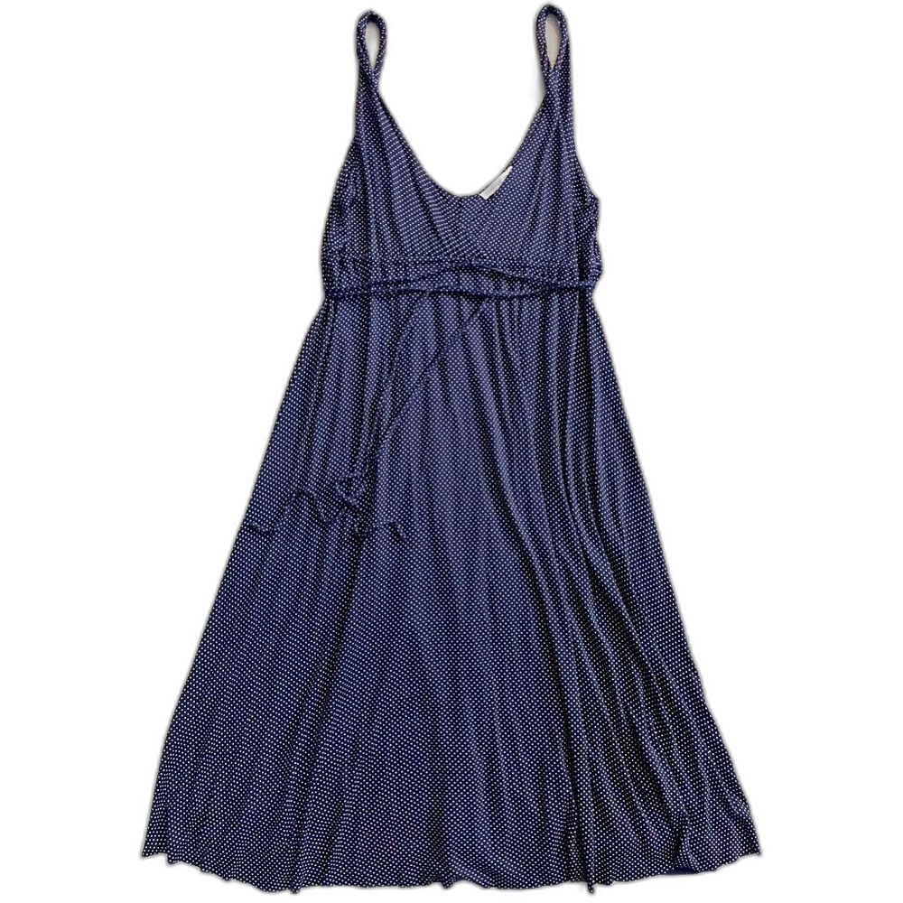 GAP Twist Strap Navy Blue with White Polka Dots Summer Dress Women’s Size Small